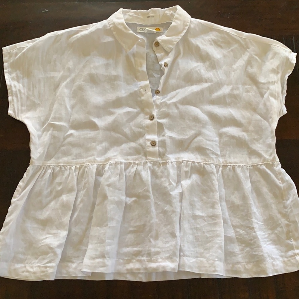 Linen Peplum Top